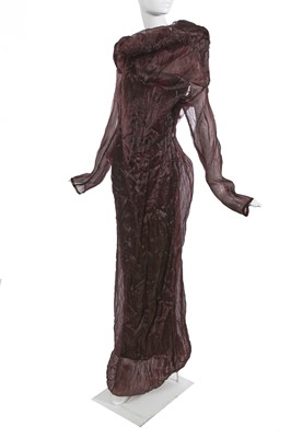 Lot 141 - An Issey Miyake brown crinkled silk-blend dress, Spring-Summer 1998
