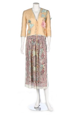 Lot 52 - A Bill Gibb silk ensemble in pastel shades,...