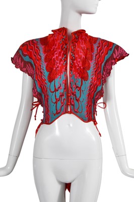 Lot 308 - A Zandra Rhodes pleated printed satin jacket, 'Uluru' / Ayers Rock collection, Autumn-Winter 1974-75