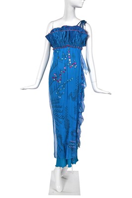 Lot 321 - A Zandra Rhodes printed chiffon and satin dress, 1976