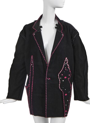 Lot 331 - A Zandra Rhodes black felt jacket, 'Painted Lady' collection, Autumn-Winter 1978-79