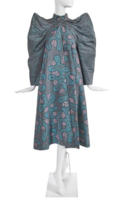 Lot 336 - A Zandra Rhodes printed faille coat, 'Chinese Constructivist' collection, Autumn-Winter 1980-81