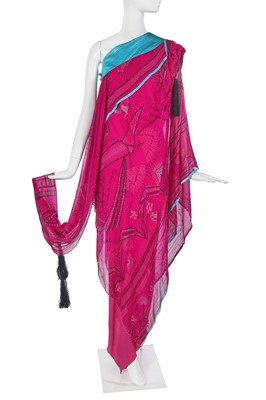 Lot 344 - A Zandra Rhodes printed chiffon dress, 1982