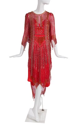 Lot 349 - A Zandra Rhodes Indian beaded dress, 'Magic Carpet' collection, Autumn-Winter 1984