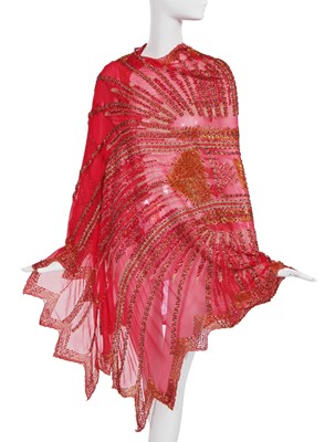 Lot 363 - A Zandra Rhodes beaded Sari stole, 'Indian Sari' collection, December 1987