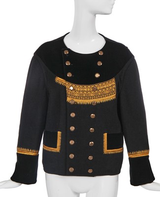 Lot 117 - A Jean Paul Gaultier Breton-inspired embroidered black cashmere-wool blend jacket, 'Les Parisiennes Gitanes' collection, Autumn-Winter 2005-06
