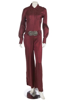 Lot 333 - A Jean Paul Gaultier burgundy stretch twill jumpsuit, late 1990s