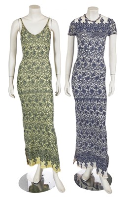 Lot 336 - Two Jean Paul Gaultier lace print polyamide dresses, 1990s