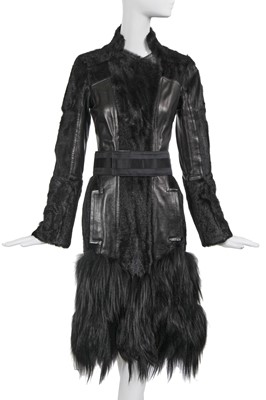 Lot 126 - A Gucci by Tom Ford black goat fur and leather coat, Autumn-Winter 2004-05