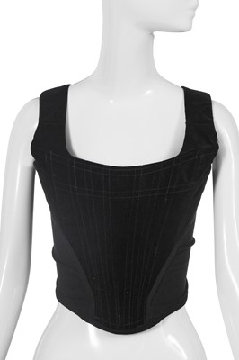 Lot 204 - A Vivienne Westwood autographed black velvet corset, 1990s