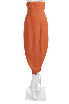 Lot 232 - A John Galliano orange rayon-blend skirt, circa 1987