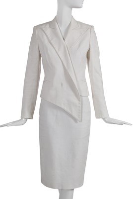 Lot 179 - An early Alexander McQueen white cotton suit, circa 1996