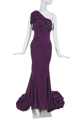 Lot 105 - A Christian Dior by John Galliano purple silk chiffon evening dress, circa 2008