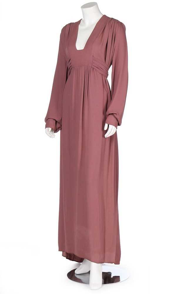 Lot 80 - An Ossie Clark mauve moss crepe dress, circa...