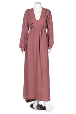 Lot 80 - An Ossie Clark mauve moss crepe dress, circa...