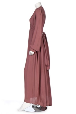 Lot 80 - An Ossie Clark mauve moss crepe dress, circa...