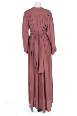 Lot 80 - An Ossie Clark mauve moss crepe dress, circa...