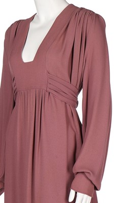 Lot 80 - An Ossie Clark mauve moss crepe dress, circa...