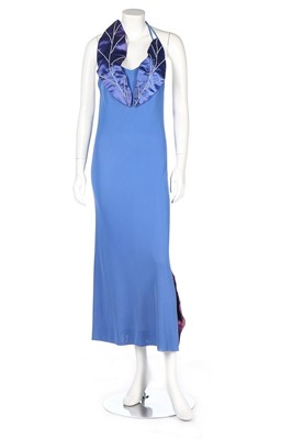 Lot 82 - A Loris Azzaro blue jersey evening gown, 1970s,...