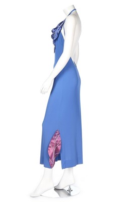 Lot 82 - A Loris Azzaro blue jersey evening gown, 1970s,...