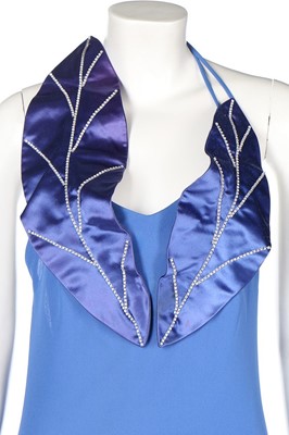 Lot 82 - A Loris Azzaro blue jersey evening gown, 1970s,...