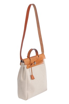 Lot 51 - An Hermès vache leather and natural toile canvas Herbag 2-in-1, 2003
