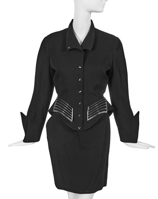 Lot 248 - A Thierry Mugler black wool automotive-inspired suit, 'Buick' collection, Autumn-Winter 1989-1990