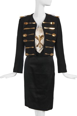 Lot 284 - A rare Moschino black wool 'Dinner' ensemble, Autumn-Winter 1989-90