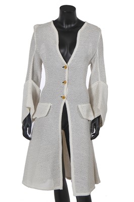 Lot 208 - A Vivienne Westwood white synthetic raffia coat, 'Erotic Zones' collection, Spring-Summer 1995