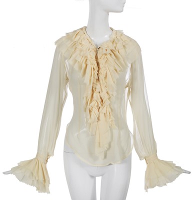 Lot 217 - A Vivienne Westwood ivory crêpe georgette ruffled blouse, 'Always on Camera' collection, Autumn-Winter 1992-93