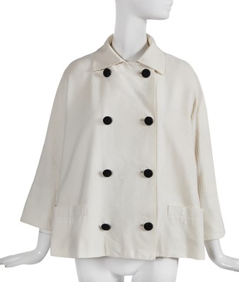 Lot 435 - A Christian Dior London white matelassé jacket, early 1950s