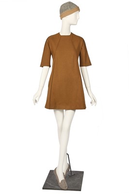 Lot 2 - Peggy Moffitt's early Rudi Gernreich for Jax brown wool jersey trapeze dress, Fall 1955