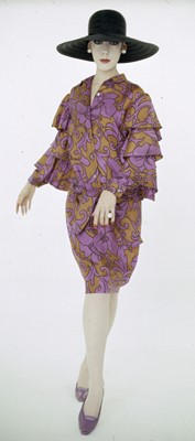 Lot 19 - Peggy Moffitt's Rudi Gernreich purple and orange 'Van Dongen' dress, Resort 1964