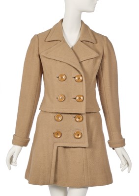 Lot 28 - Peggy Moffitt's Rudi Gernreich camel wool skirt suit, circa 1965