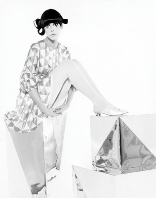 Lot 57 - Peggy Moffitt's Rudi Gernreich Tzaims Luksus print satin cocktail dress, 1966