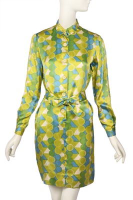 Lot 60 - Peggy Moffitt's Rudi Gernreich Tzaims Luksus printed satin mini dress, 1966