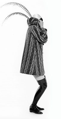 Lot 69 - Peggy Moffitt's Rudi Gernreich striped tweed Pierrot coat and dress, Fall 1967