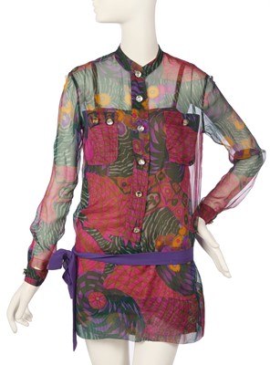 Lot 71 - Peggy Moffitt's Rudi Gernreich printed silk chiffon shirt-dress, Fall 1967
