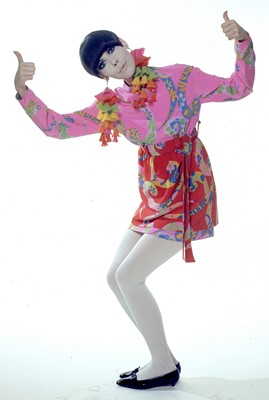 Lot 73 - Peggy Moffitt's Rudi Gernreich printed silk mini dress, 'Chinese Opera' collection, Fall 1967