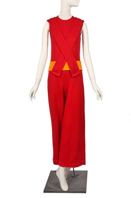 Lot 80 - Peggy Moffitt's Rudi Gernreich red wool jumpsuit, Fall 1967