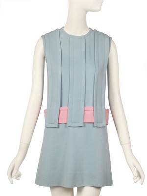 Lot 81 - Peggy Moffitt's Rudi Gernreich baby blue wool mini dress, Fall 1967