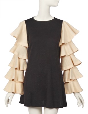 Lot 87 - Peggy Moffitt's Rudi Gernreich wool mini dress with flamenco sleeves, circa 1968