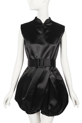 Lot 89 - Peggy Moffitt's Rudi Gernreich black satin romper ensemble, Resort 1968