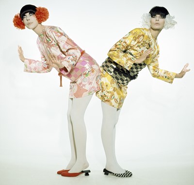 Lot 97 - Peggy Moffitt's Rudi Gernreich printed silk 'kimono' dress, Resort 1968
