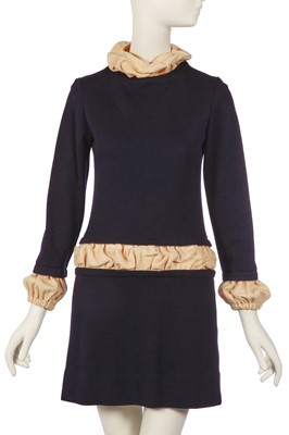 Lot 99 - Peggy Moffit's Rudi Gernreich navy knitted 'Renaissance' dress ensemble, Fall 1968