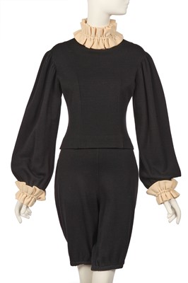 Lot 100 - Peggy Moffit's Rudi Gernreich black jersey 'Renaissance' top and bloomers, Fall 1968