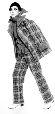 Lot 105 - Peggy Moffitt's Rudi Gernreich 'Duke of Windsor' checked wool pant suit, Fall 1968