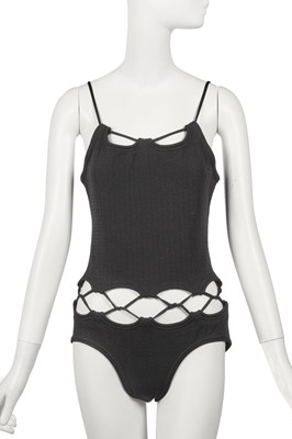 Lot 113 - Peggy Moffitt's Rudi Gernreich black knitted wool swimsuit and bikini, 1969