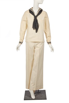 Lot 116 - Peggy Moffitt's Rudi Gernreich ivory cotton 'sailor suit', late 1960s