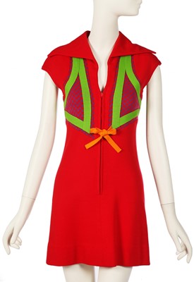 Lot 117 - Peggy Moffitt's Rudi Gernreich red knit mini dress, 1970